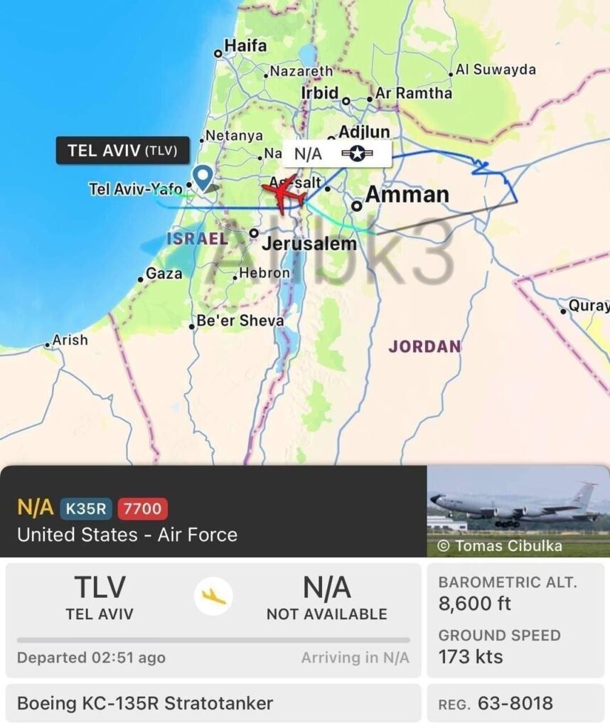 KC-46 Pegasus அல்லது KC-135 Stratotanker ரக விமானம் அவசரமாக இஸ்ரேலில் தரையிறக்கம்